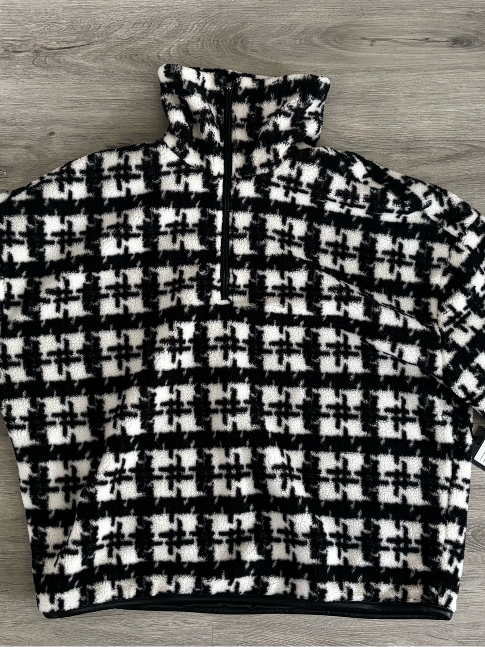 Brunette The Label Houndstooth Sherpa 1/2 Zip
